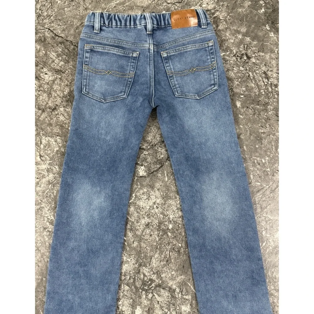 Lucky Brand Girls Pull On Elastic Tie Waist Jeans Stretch Straight Sz 7